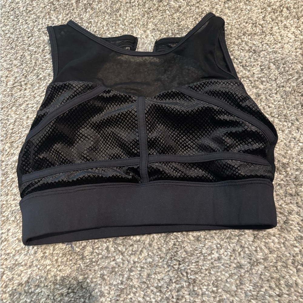 Tiger Friday- Black Mesh/Velour -Overlay Dance top AXS